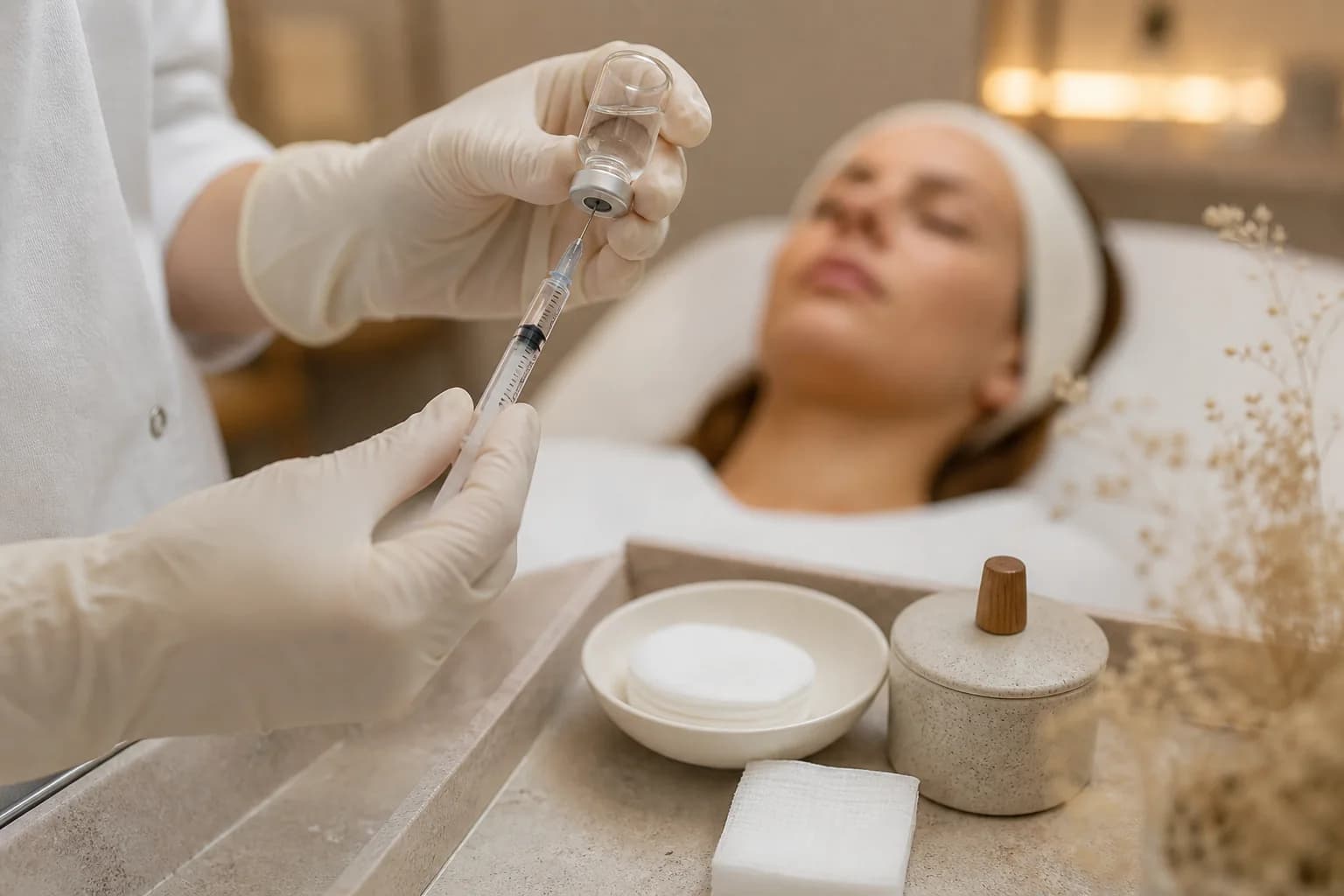 Higieniczne przygotowanie preparatu do mezoterapii igłowej
